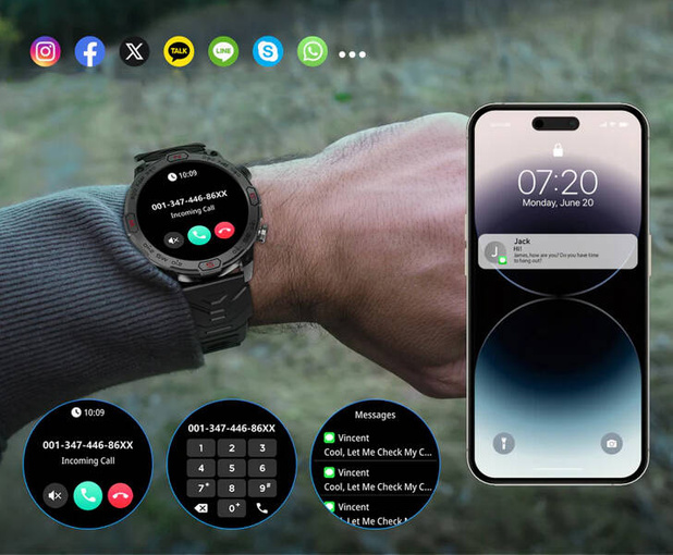 SMARTWATCH ZEGAREK WATCH AMOLED 5 ATM SP02 MĘSKI SMART ROZMOWY SPORT OPASKA KC86