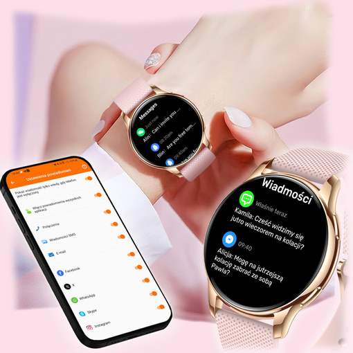 SMARTWATCH ZEGAREK WATCH DAMSKI ROZMOWY MENU POLSKIE PULS OKRĄGŁY SPORT PL Y11